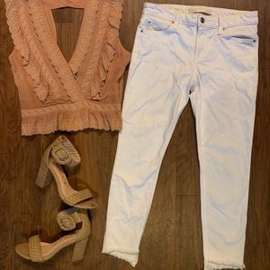 Joe’s Jeans, Cropped Skinny Jeans with Frayed Hem